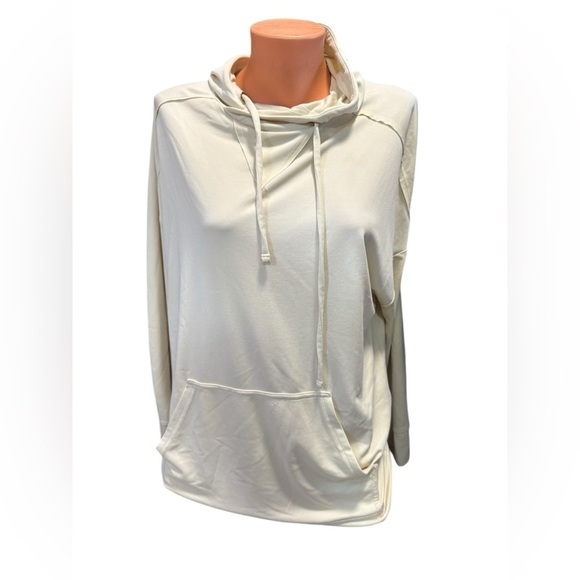 Fabletics Oversized Hooded Tunic Sweatshirt Cream Pale Yellow Women's Size Small - Picture 1 of 10